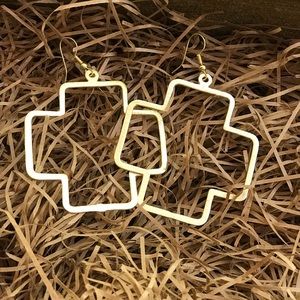 Handmade gold cross earrings